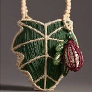Handcrafted Leaf Necklace with Red Bloom